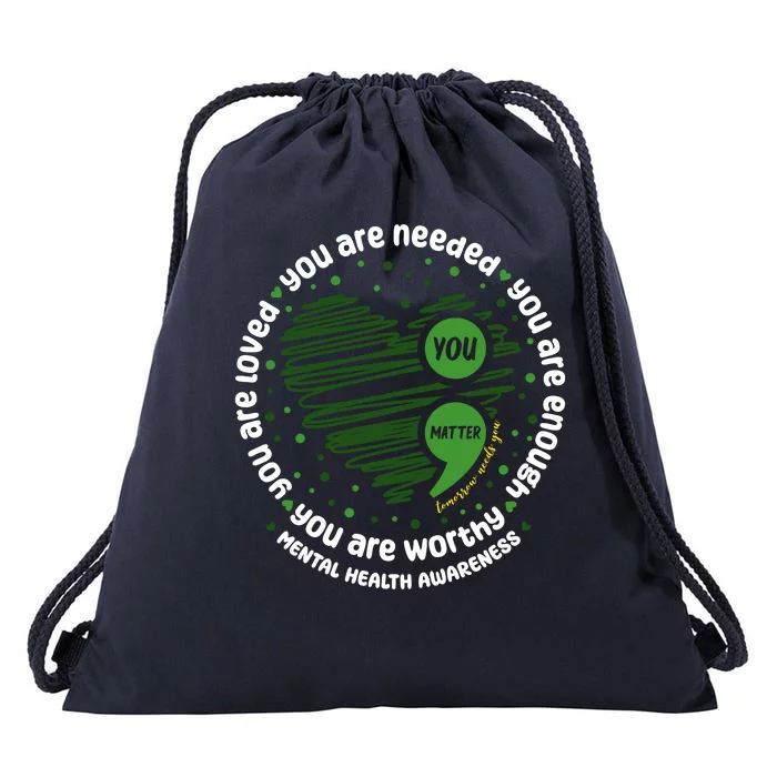 You Matter Mental Health Awareness Heart Drawstring Bag