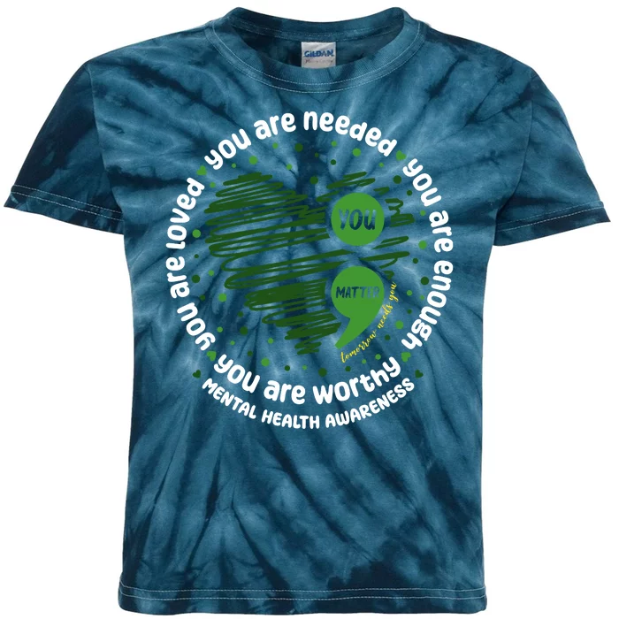 You Matter Mental Health Awareness Heart Kids Tie-Dye T-Shirt