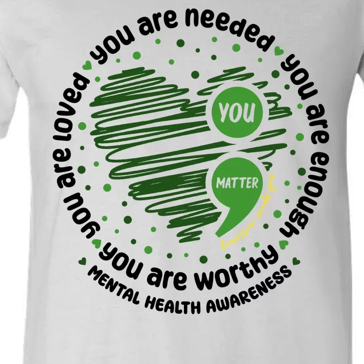 You Matter Mental Health Awareness Heart V-Neck T-Shirt