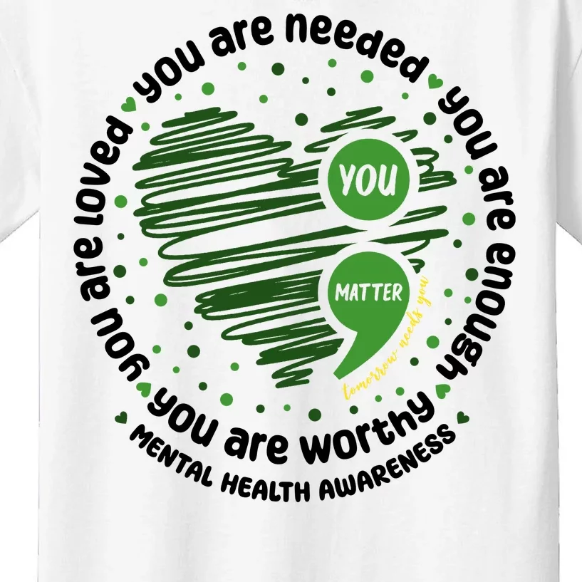 You Matter Mental Health Awareness Heart Kids T-Shirt