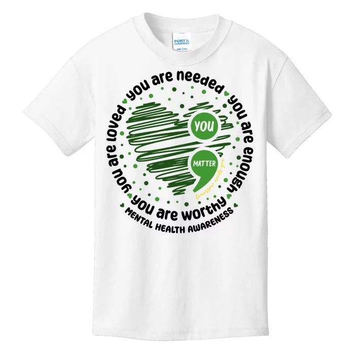 You Matter Mental Health Awareness Heart Kids T-Shirt