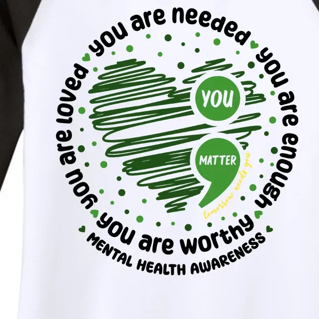 You Matter Mental Health Awareness Heart Women's Tri-Blend 3/4-Sleeve Raglan Shirt