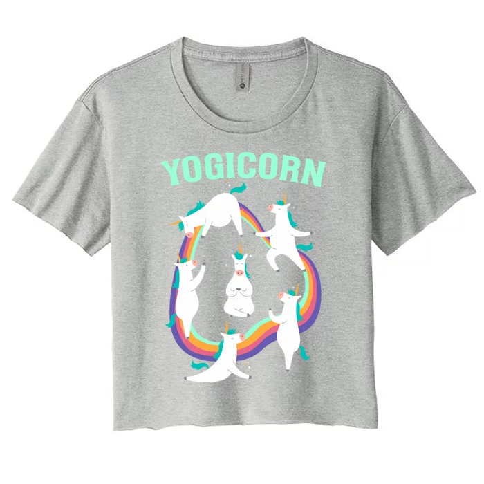 Yogicorn Magical Namaste Unicorn Funny Yoga Meditation Cool Gift Women's Crop Top Tee