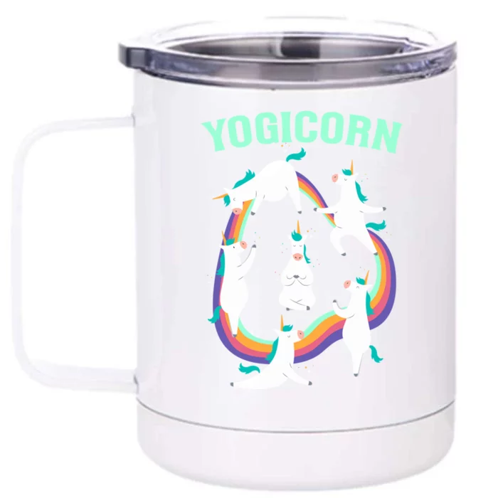 Yogicorn Magical Namaste Unicorn Funny Yoga Meditation Cool Gift Front & Back 12oz Stainless Steel Tumbler Cup