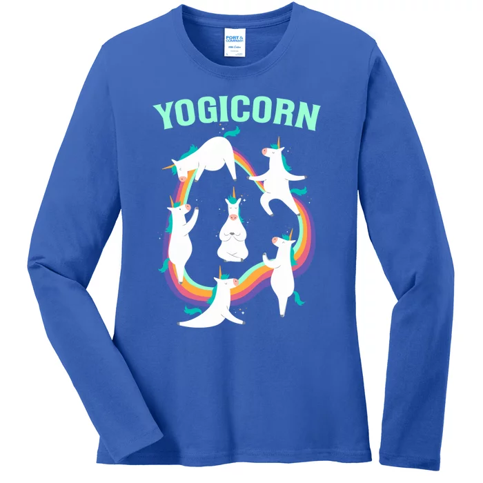 Yogicorn Magical Namaste Unicorn Funny Yoga Meditation Gift Ladies Long Sleeve Shirt