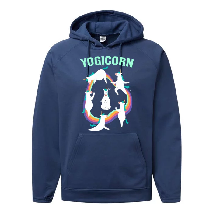 Yogicorn Magical Namaste Unicorn Funny Yoga Meditation Gift Performance Fleece Hoodie