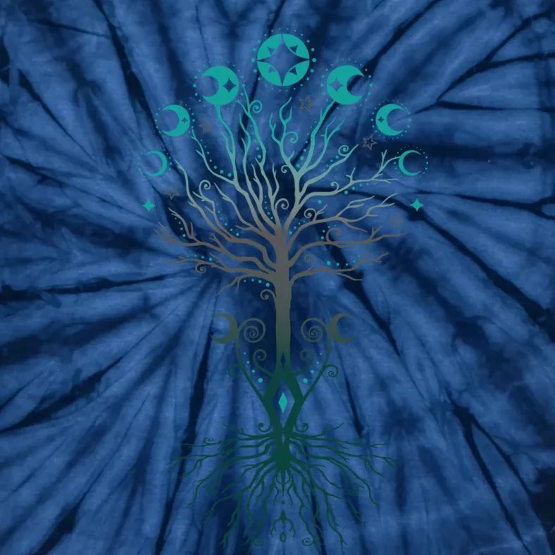 Yggdrasil Moon Phases Tree Of Life Premium Tie-Dye T-Shirt