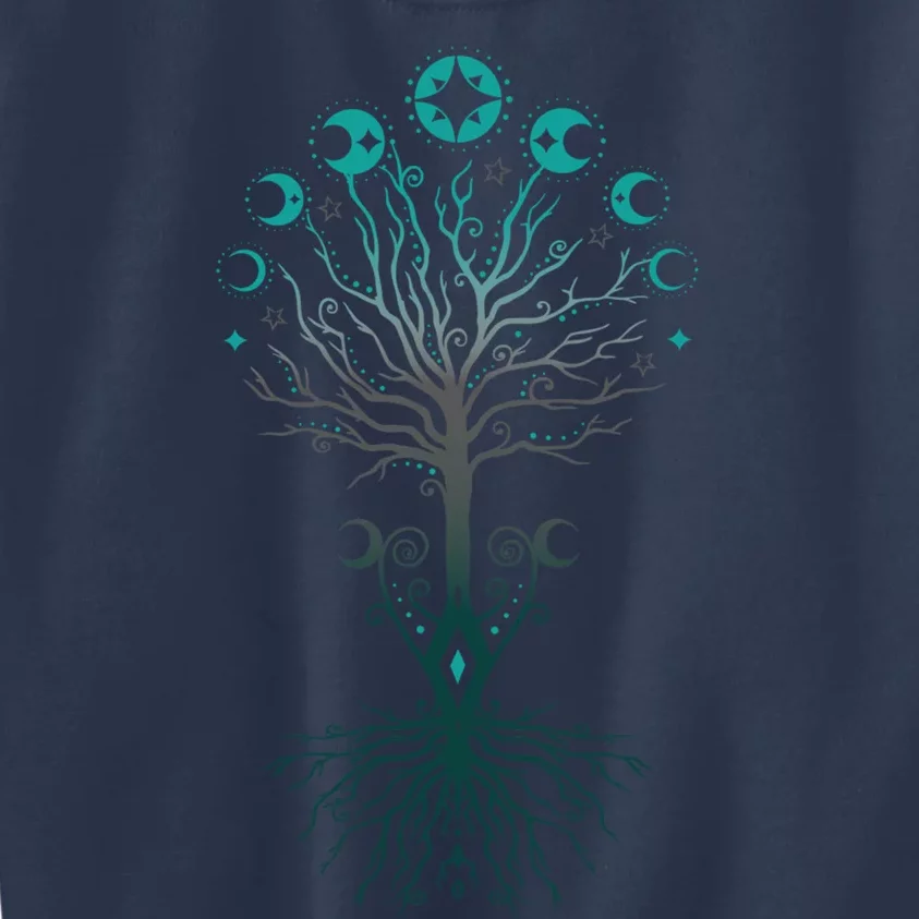 Yggdrasil Moon Phases Tree Of Life Premium Kids Sweatshirt