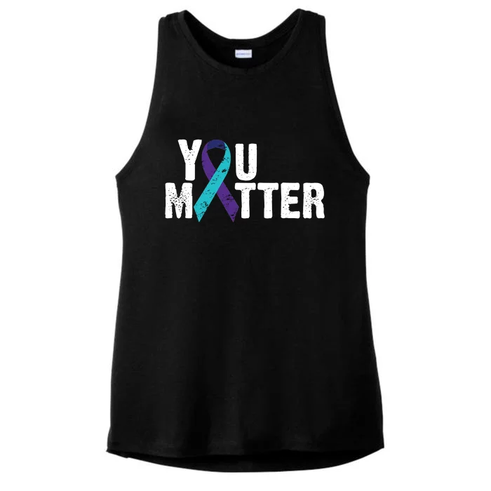 You Matter Purple Teal Ribbon Suicide Prevention Awareness Ladies Tri-Blend Wicking Tank