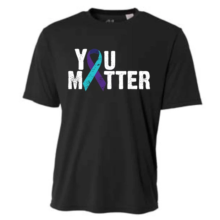 You Matter Purple Teal Ribbon Suicide Prevention Awareness Cooling Performance Crew T-Shirt