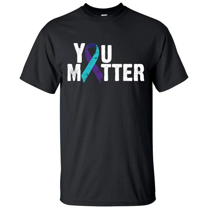 You Matter Purple Teal Ribbon Suicide Prevention Awareness Tall T-Shirt