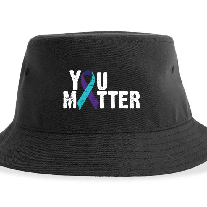 You Matter Purple Teal Ribbon Suicide Prevention Awareness Sustainable Bucket Hat