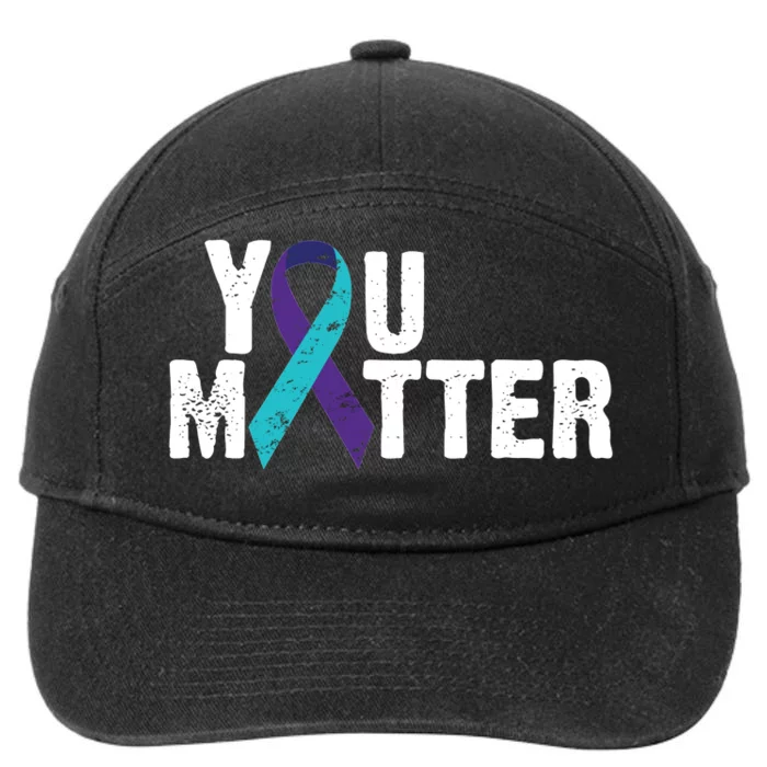 You Matter Purple Teal Ribbon Suicide Prevention Awareness 7-Panel Snapback Hat