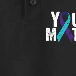 You Matter Purple Teal Ribbon Suicide Prevention Awareness Dry Zone Grid Performance Polo