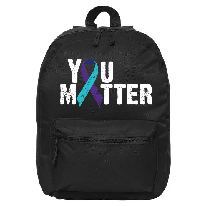 You Matter Purple Teal Ribbon Suicide Prevention Awareness 16 in Basic Backpack