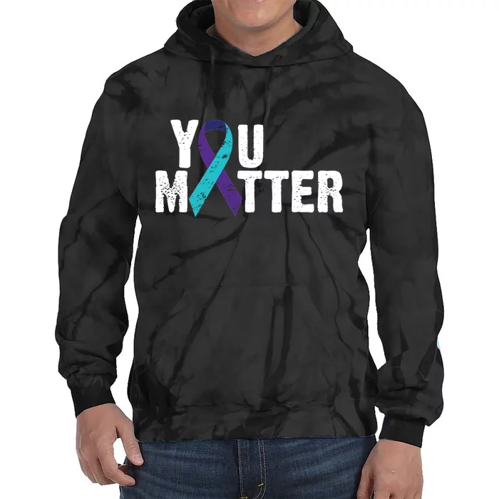 You Matter Purple Teal Ribbon Suicide Prevention Awareness Tie Dye Hoodie