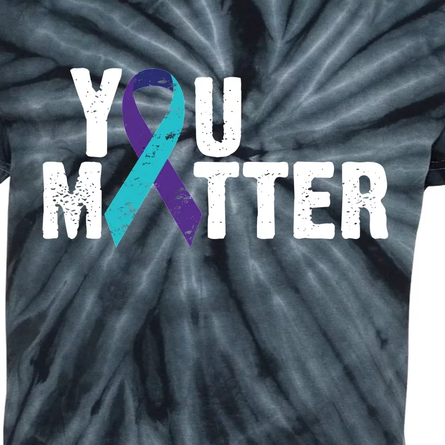 You Matter Purple Teal Ribbon Suicide Prevention Awareness Kids Tie-Dye T-Shirt