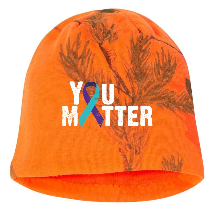 You Matter Purple Teal Ribbon Suicide Prevention Awareness Kati - Camo Knit Beanie