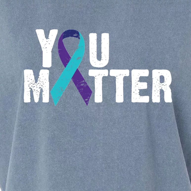 You Matter Purple Teal Ribbon Suicide Prevention Awareness Garment-Dyed Women's Muscle Tee