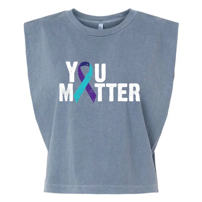 You Matter Purple Teal Ribbon Suicide Prevention Awareness Garment-Dyed Women's Muscle Tee