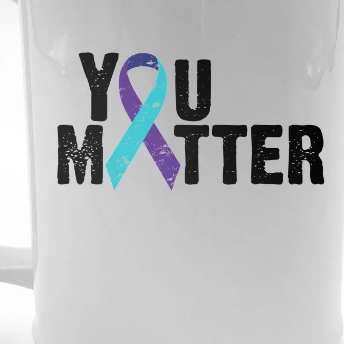 You Matter Purple Teal Ribbon Suicide Prevention Awareness Front & Back Beer Stein