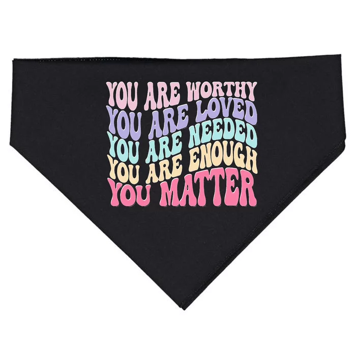 You Matter Retro Groovy Tal Health Awareness Self Care USA-Made Doggie Bandana