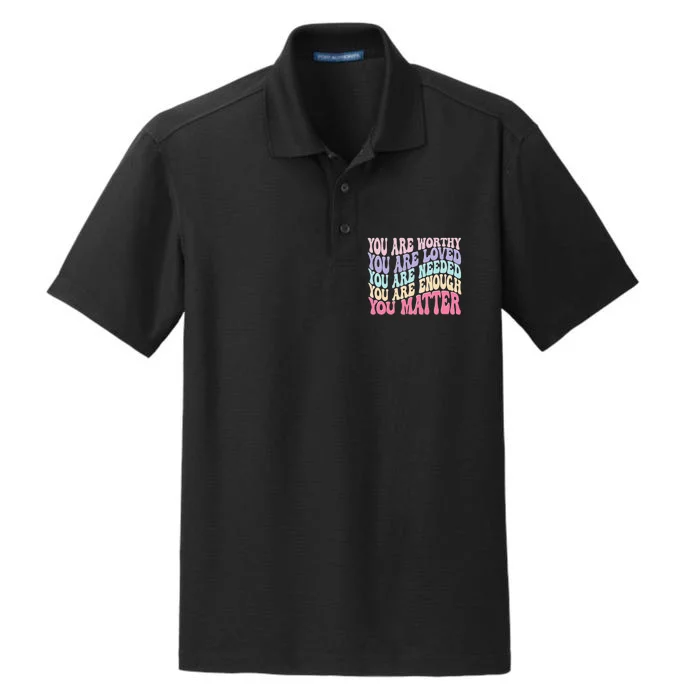 You Matter Retro Groovy Tal Health Awareness Self Care Dry Zone Grid Performance Polo