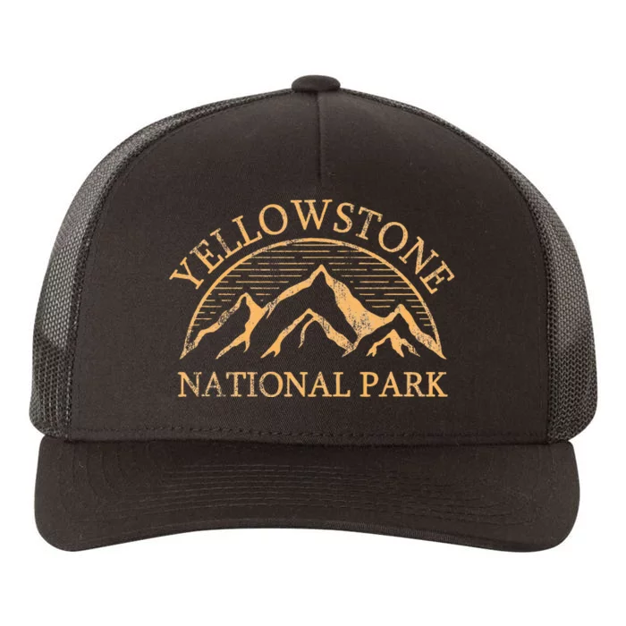 Yellowstone Mountain Retro National Park Souvenir Yupoong Adult 5-Panel Trucker Hat