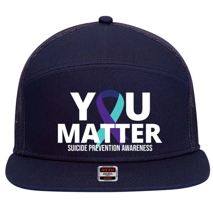 You Matter Suicide Prevention Awareness Ribbon 7 Panel Mesh Trucker Snapback Hat