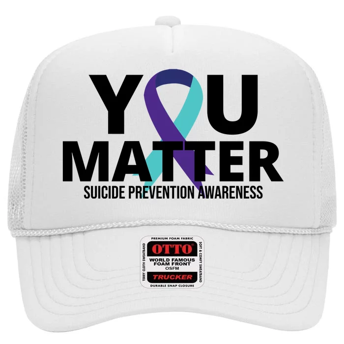 You Matter Suicide Prevention Awareness Ribbon High Crown Mesh Trucker Hat