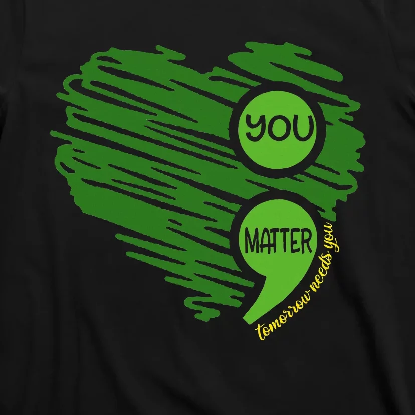 You Matter Semicolon Heart Retro Mental Health Awareness T-Shirt