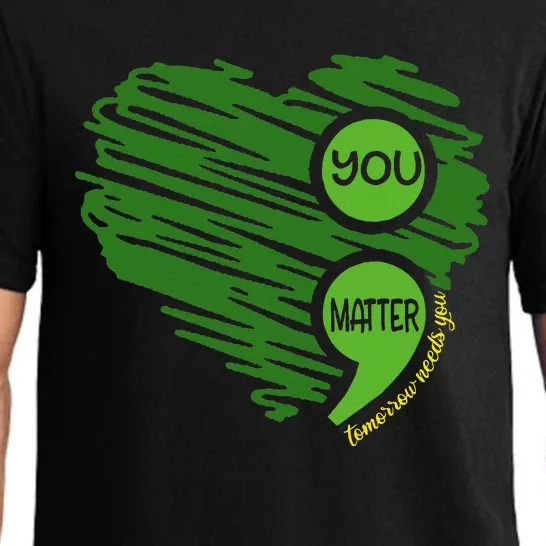 You Matter Semicolon Heart Retro Mental Health Awareness Pajama Set