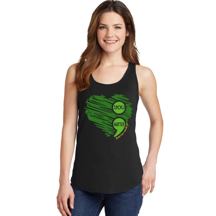 You Matter Semicolon Heart Retro Mental Health Awareness Ladies Essential Tank