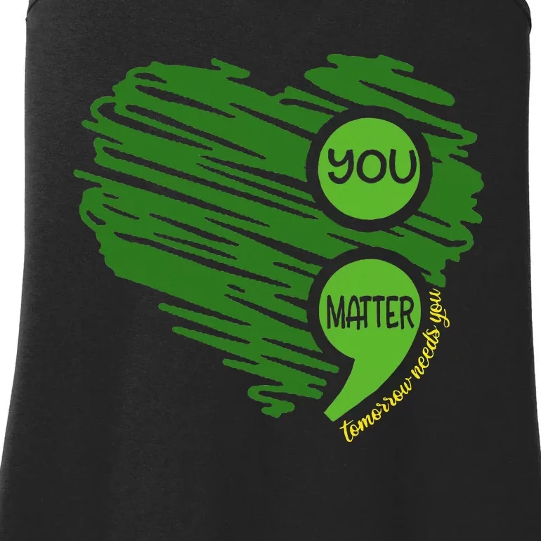 You Matter Semicolon Heart Retro Mental Health Awareness Ladies Essential Tank