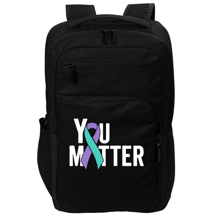 You Matter Suicide Prevention Teal Purple Awareness Ribbon Impact Tech Backpack