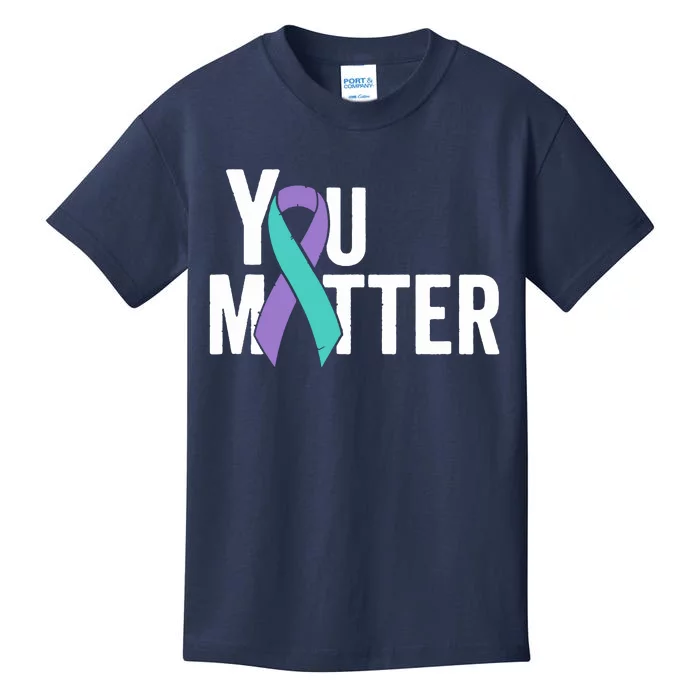 You Matter Suicide Prevention Teal Purple Awareness Ribbon Kids T-Shirt