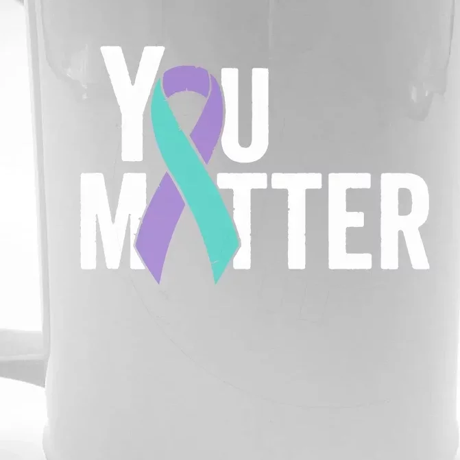 You Matter Suicide Prevention Teal Purple Awareness Ribbon Front & Back Beer Stein