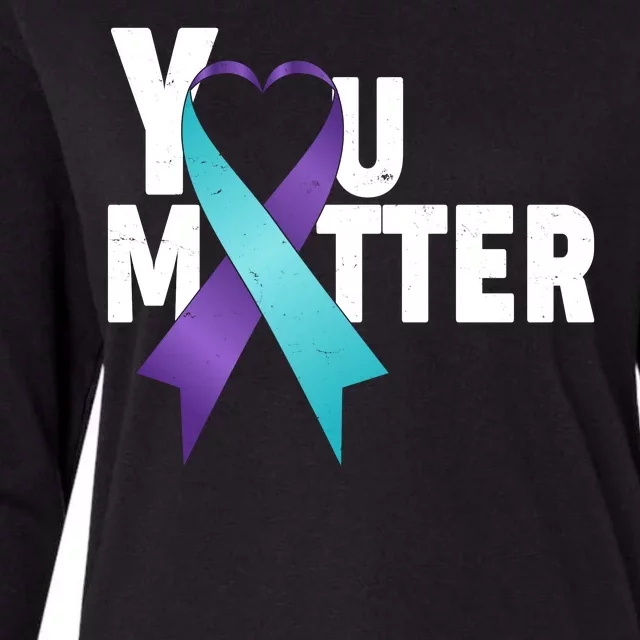 You Matter Suicide Prevention Awareness Teal Purple Heart Ribbon Womens Cotton Relaxed Long Sleeve T-Shirt