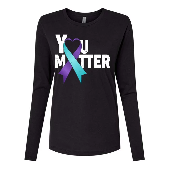 You Matter Suicide Prevention Awareness Teal Purple Heart Ribbon Womens Cotton Relaxed Long Sleeve T-Shirt