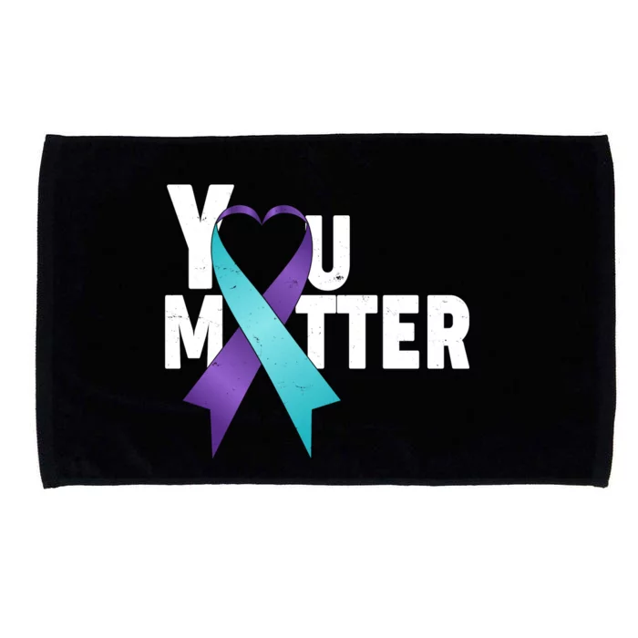 You Matter Suicide Prevention Awareness Teal Purple Heart Ribbon Microfiber Hand Towel