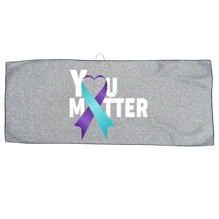 You Matter Suicide Prevention Awareness Teal Purple Heart Ribbon Large Microfiber Waffle Golf Towel