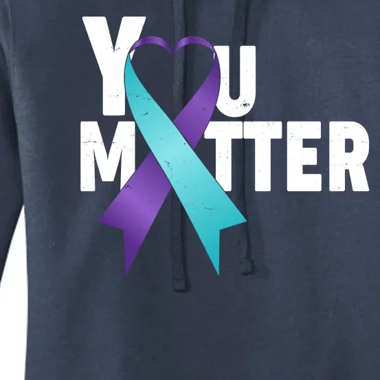 You Matter Suicide Prevention Awareness Teal Purple Heart Ribbon Women's Pullover Hoodie