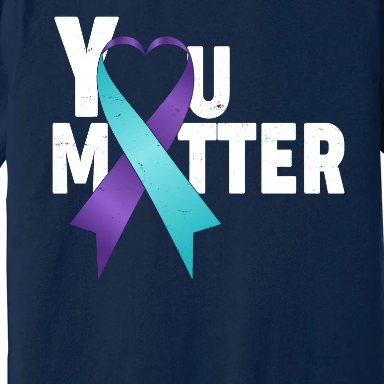 You Matter Suicide Prevention Awareness Teal Purple Heart Ribbon Premium T-Shirt