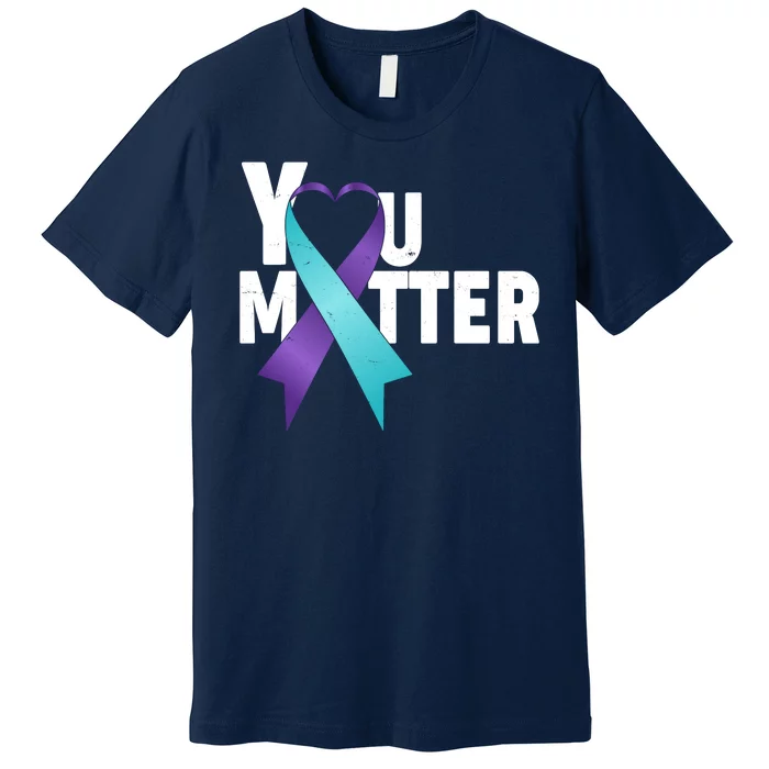 You Matter Suicide Prevention Awareness Teal Purple Heart Ribbon Premium T-Shirt