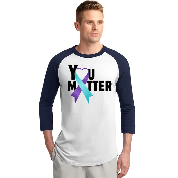 You Matter Suicide Prevention Awareness Teal Purple Heart Ribbon Baseball Sleeve Shirt