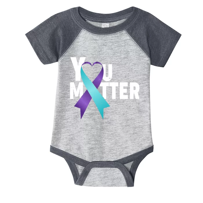 You Matter Suicide Prevention Awareness Teal Purple Heart Ribbon Infant Baby Jersey Bodysuit