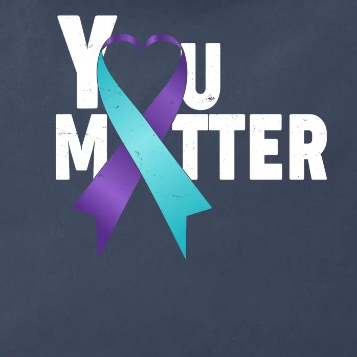 You Matter Suicide Prevention Awareness Teal Purple Heart Ribbon Zip Tote Bag