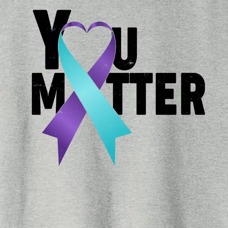 You Matter Suicide Prevention Awareness Teal Purple Heart Ribbon Women's Crop Top Tee