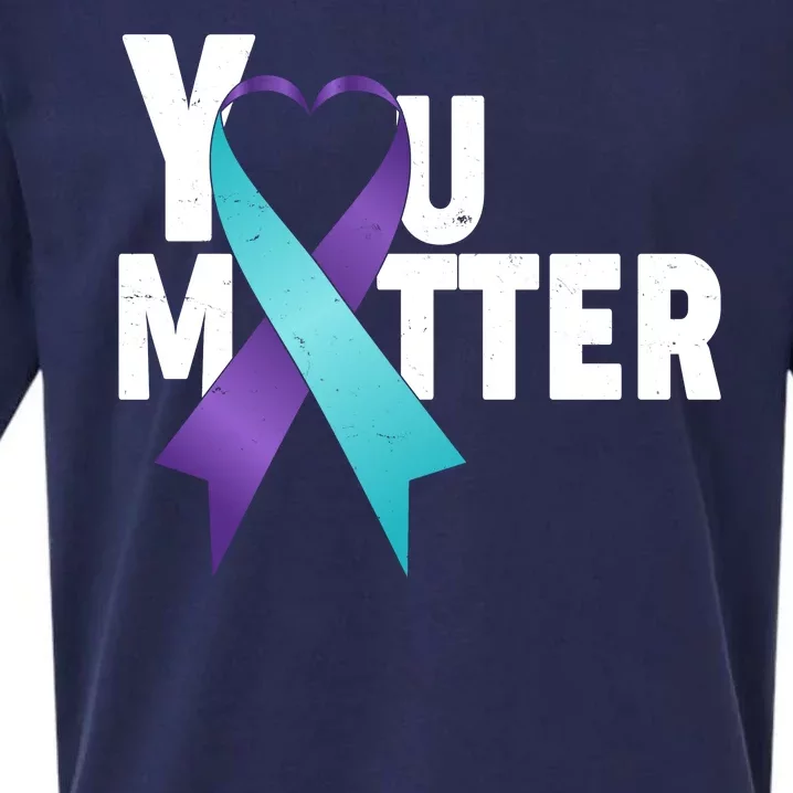 You Matter Suicide Prevention Awareness Teal Purple Heart Ribbon Sueded Cloud Jersey T-Shirt