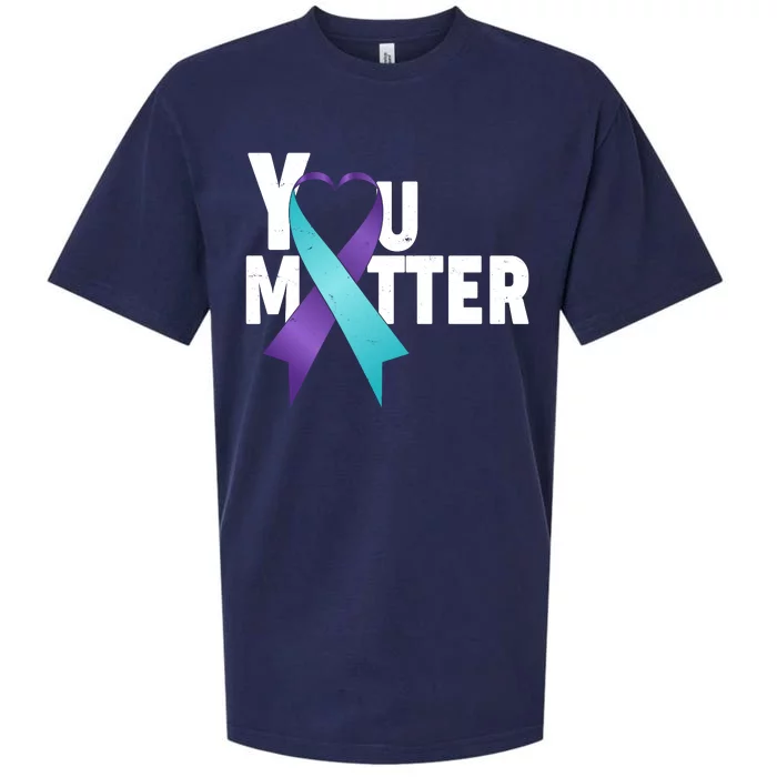 You Matter Suicide Prevention Awareness Teal Purple Heart Ribbon Sueded Cloud Jersey T-Shirt